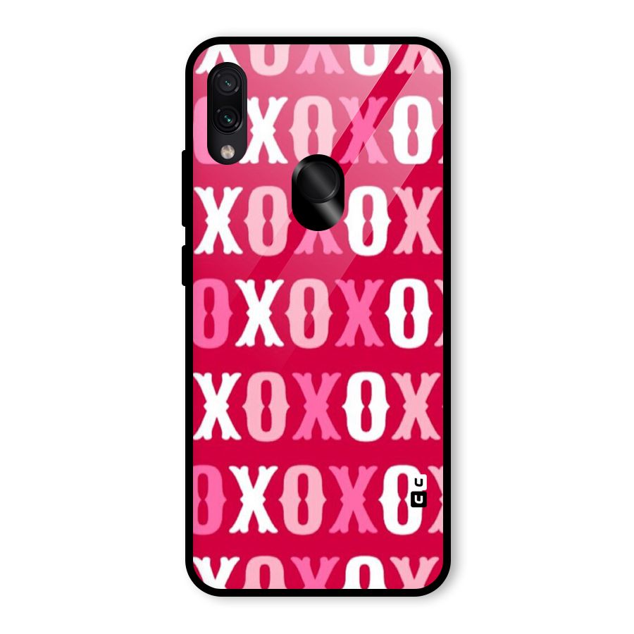 Pink White Xoxo Glass Back Case for Redmi Note 7