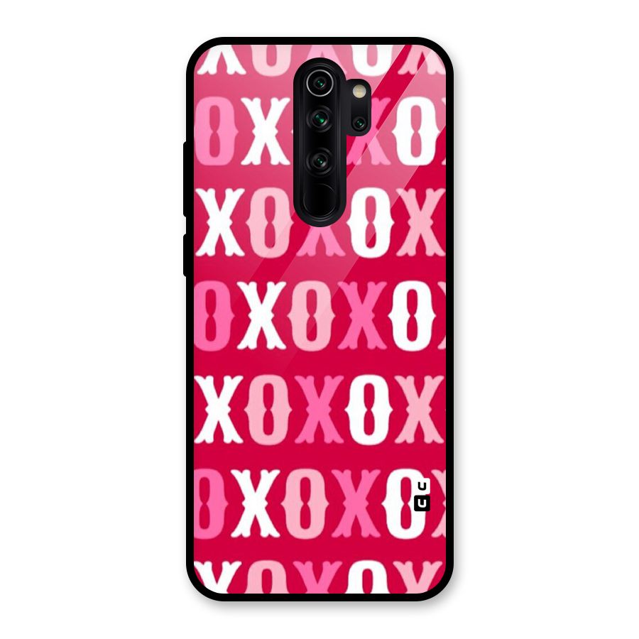 Pink White Xoxo Glass Back Case for Redmi Note 8 Pro