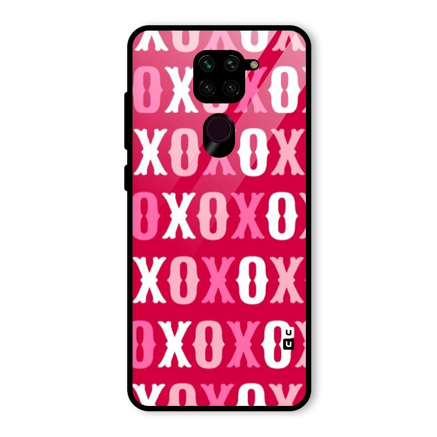 Pink White Xoxo Glass Back Case for Redmi Note 9