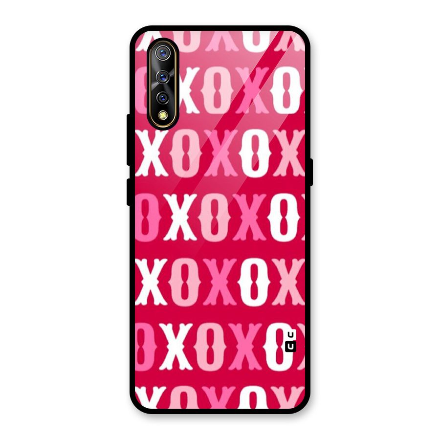 Pink White Xoxo Glass Back Case for Vivo S1