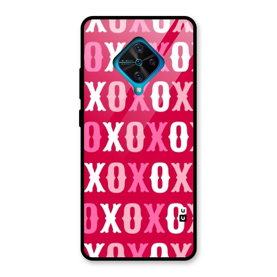 Pink White Xoxo Glass Back Case for Vivo S1 Pro
