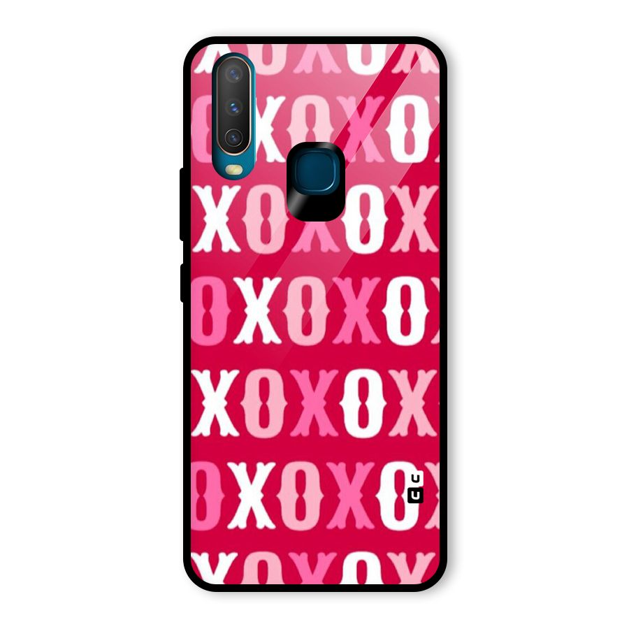 Pink White Xoxo Glass Back Case for Vivo U10