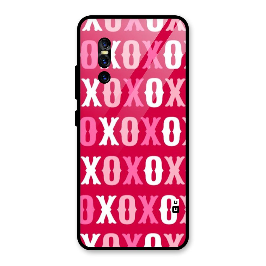 Pink White Xoxo Glass Back Case for Vivo V15 Pro