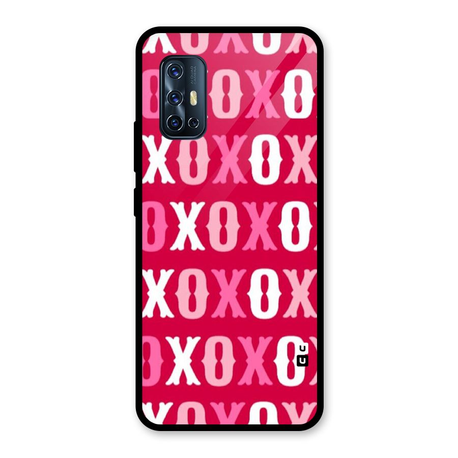 Pink White Xoxo Glass Back Case for Vivo V17