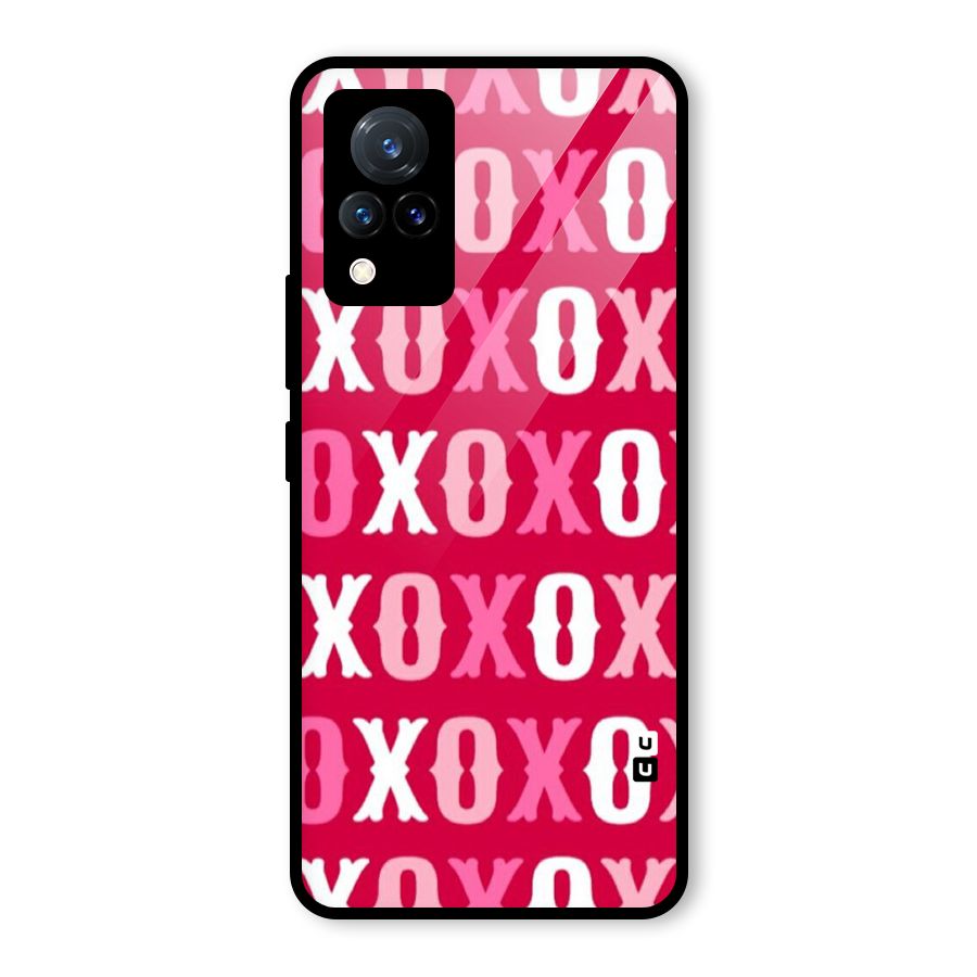 Pink White Xoxo Glass Back Case for Vivo V21 5G