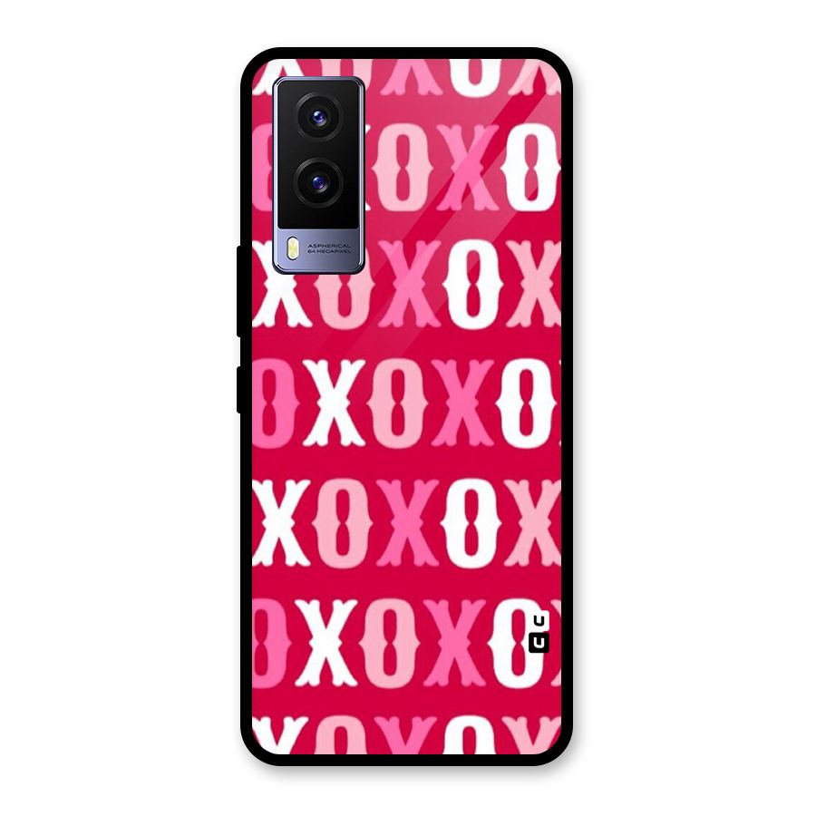 Pink White Xoxo Glass Back Case for Vivo V21e 5G
