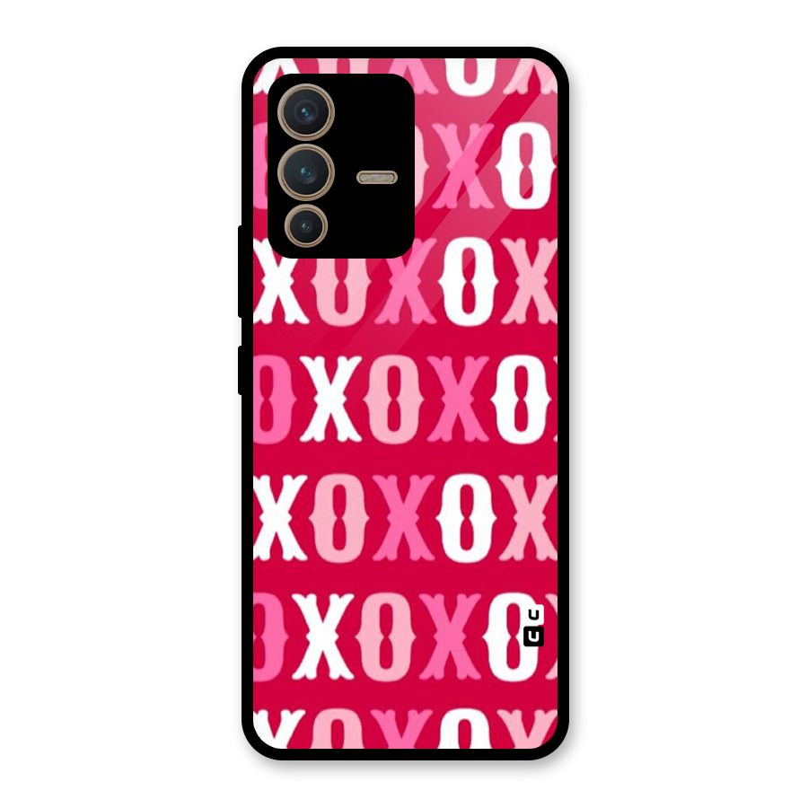 Pink White Xoxo Glass Back Case for Vivo V23 5G
