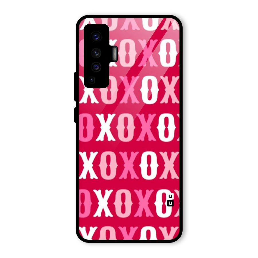 Pink White Xoxo Glass Back Case for Vivo X50