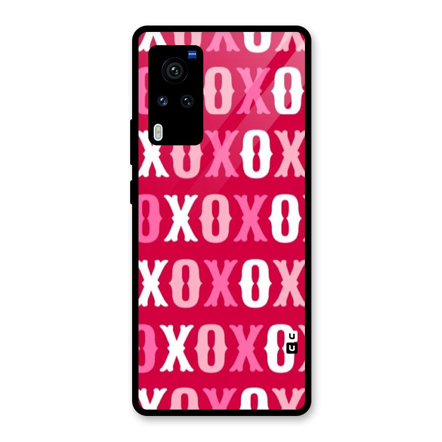 Pink White Xoxo Glass Back Case for Vivo X60 Pro