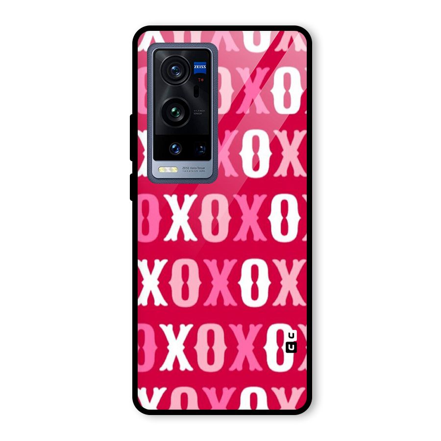 Pink White Xoxo Glass Back Case for Vivo X60 Pro Plus