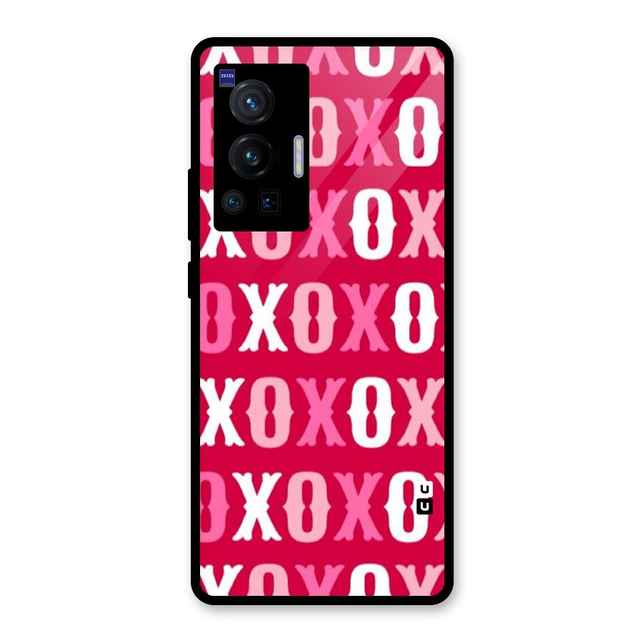Pink White Xoxo Glass Back Case for Vivo X70 Pro
