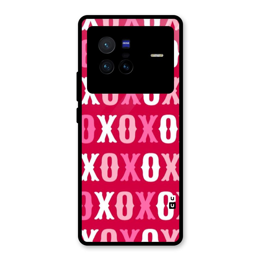 Pink White Xoxo Glass Back Case for Vivo X80