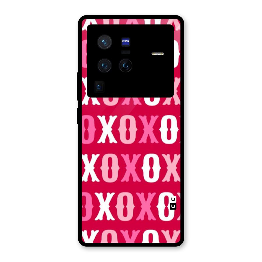 Pink White Xoxo Glass Back Case for Vivo X80 Pro