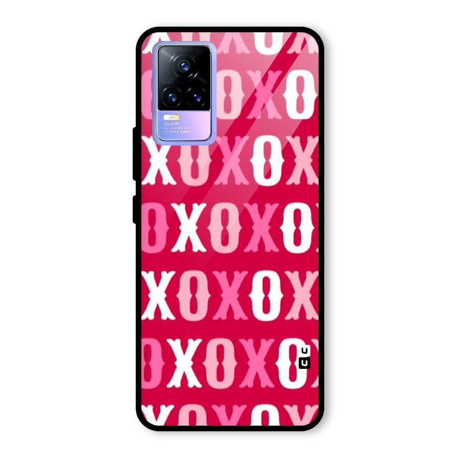 Pink White Xoxo Glass Back Case for Vivo Y73