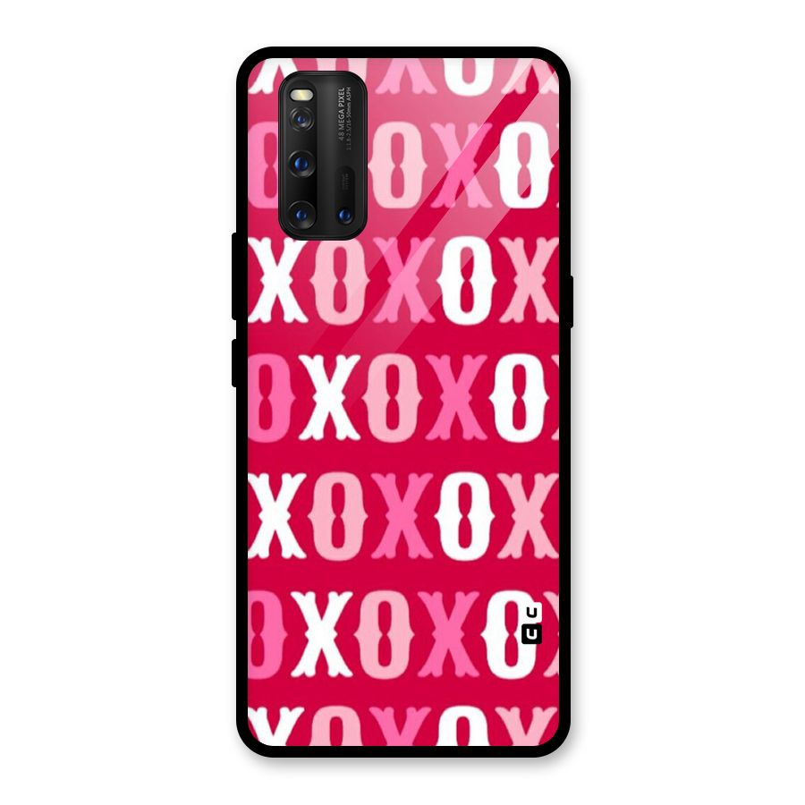 Pink White Xoxo Glass Back Case for Vivo iQOO 3