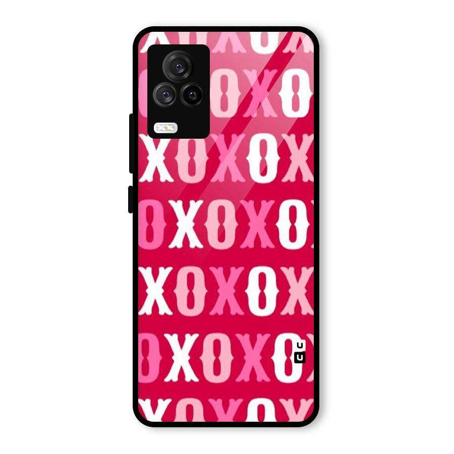 Pink White Xoxo Glass Back Case for Vivo iQOO 7 Legend 5G