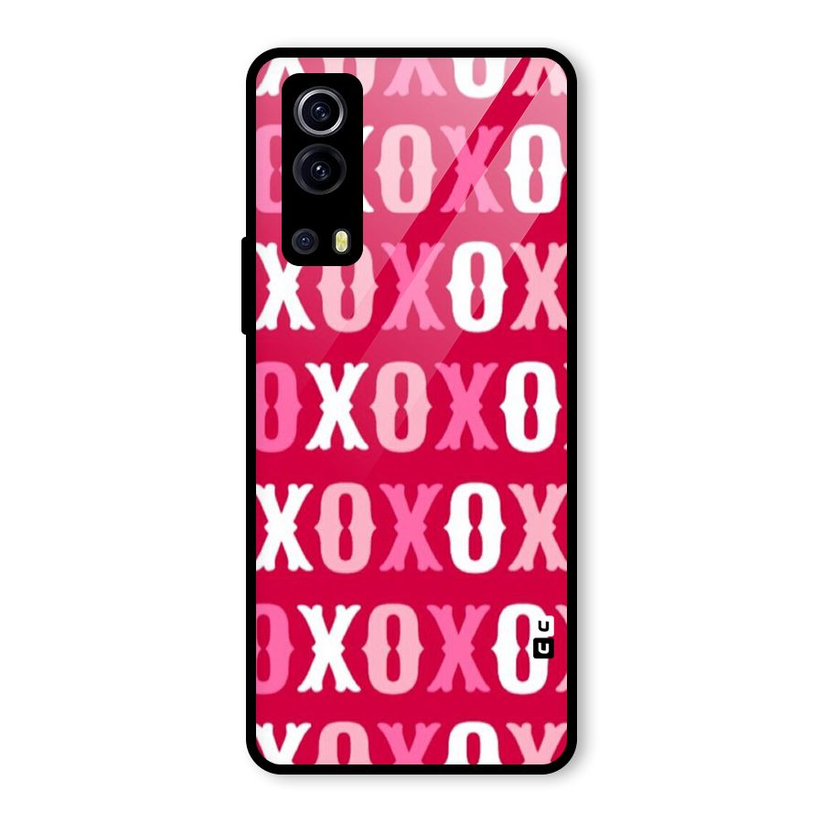 Pink White Xoxo Glass Back Case for Vivo iQOO Z3