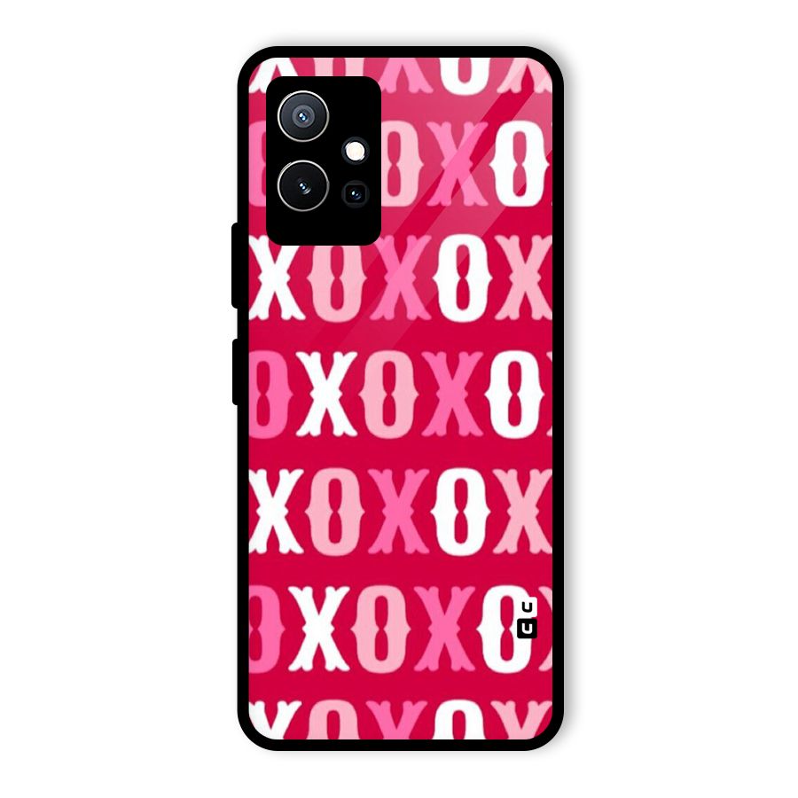 Pink White Xoxo Glass Back Case for Vivo iQOO Z6