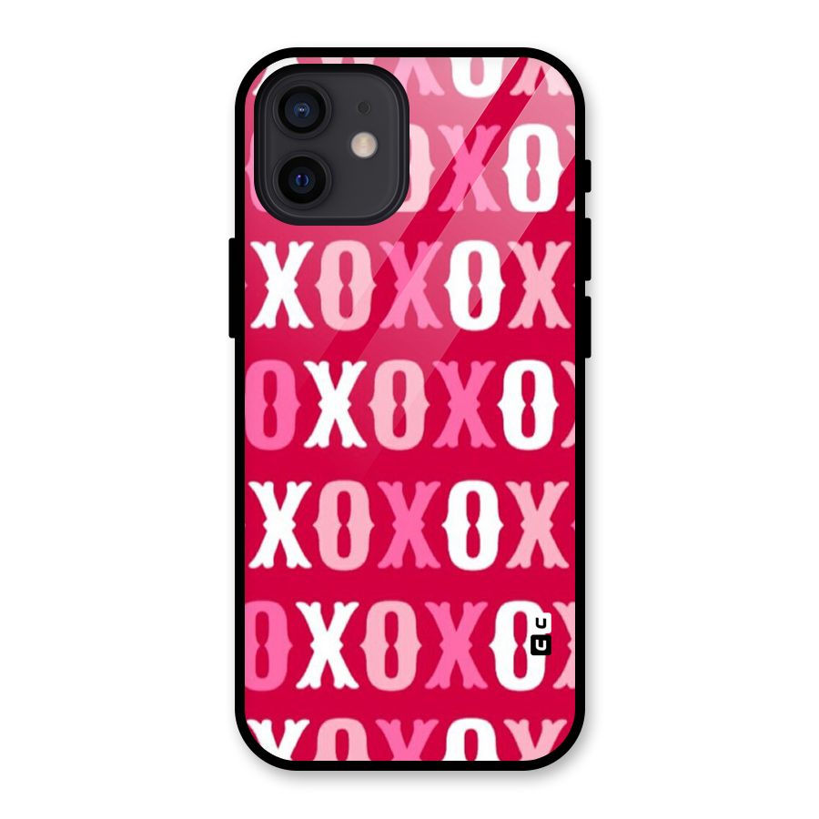 Pink White Xoxo Glass Back Case for iPhone 12