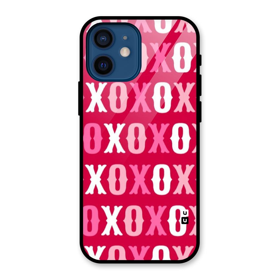 Pink White Xoxo Glass Back Case for iPhone 12 Mini