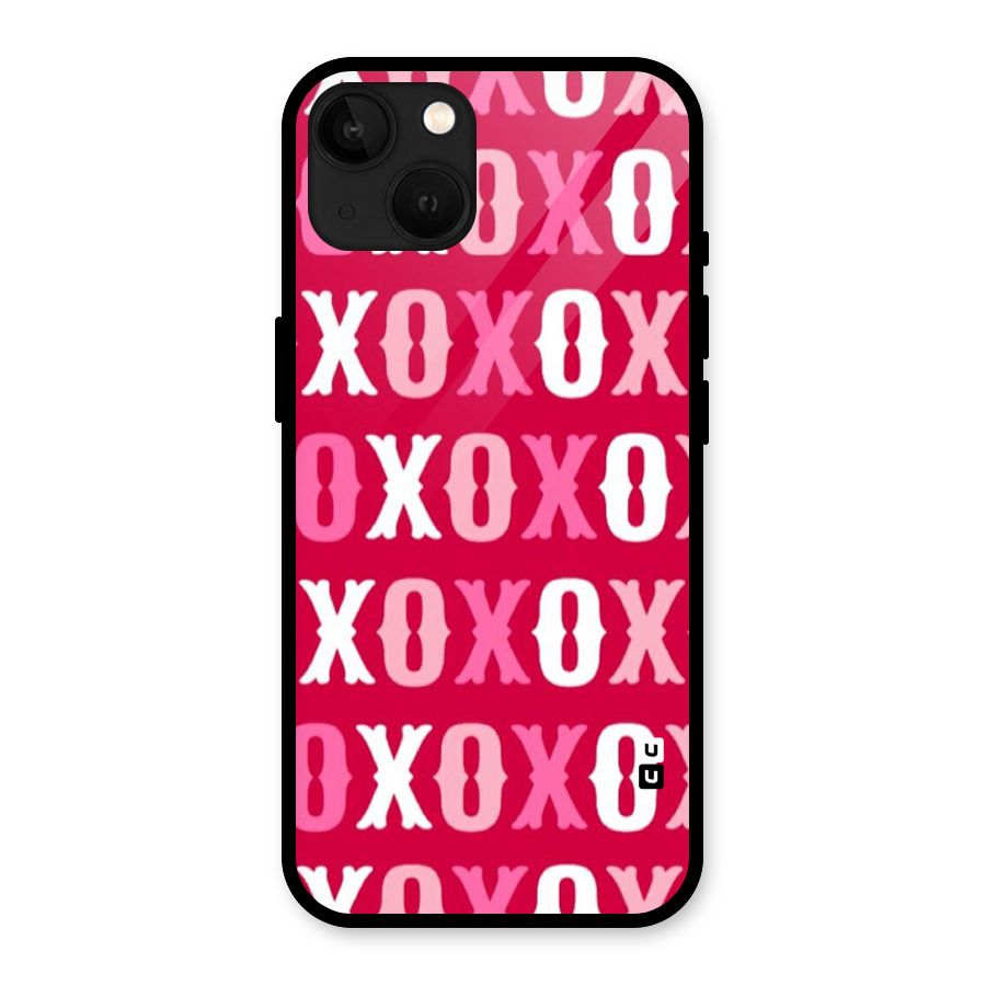 Pink White Xoxo Glass Back Case for iPhone 13