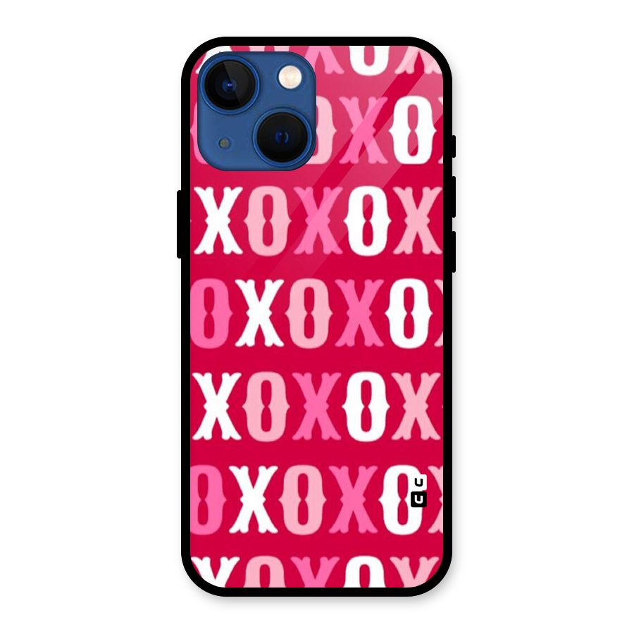 Pink White Xoxo Glass Back Case for iPhone 13 Mini