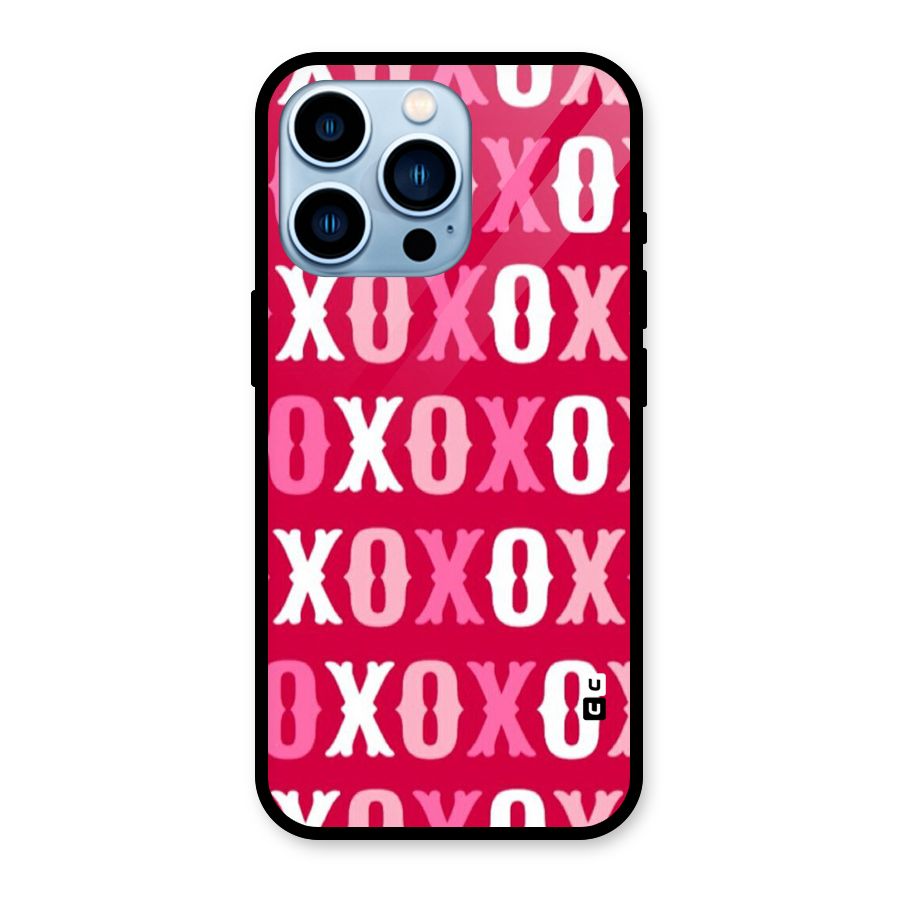 Pink White Xoxo Glass Back Case for iPhone 13 Pro