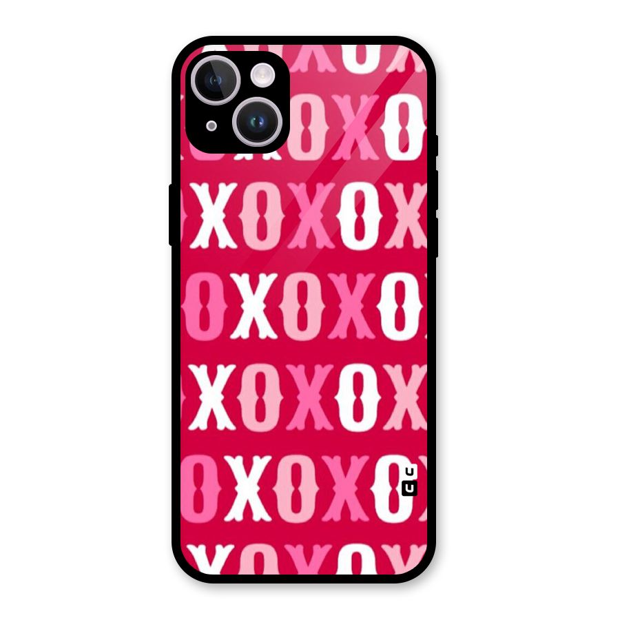 Pink White Xoxo Glass Back Case for iPhone 14 Plus