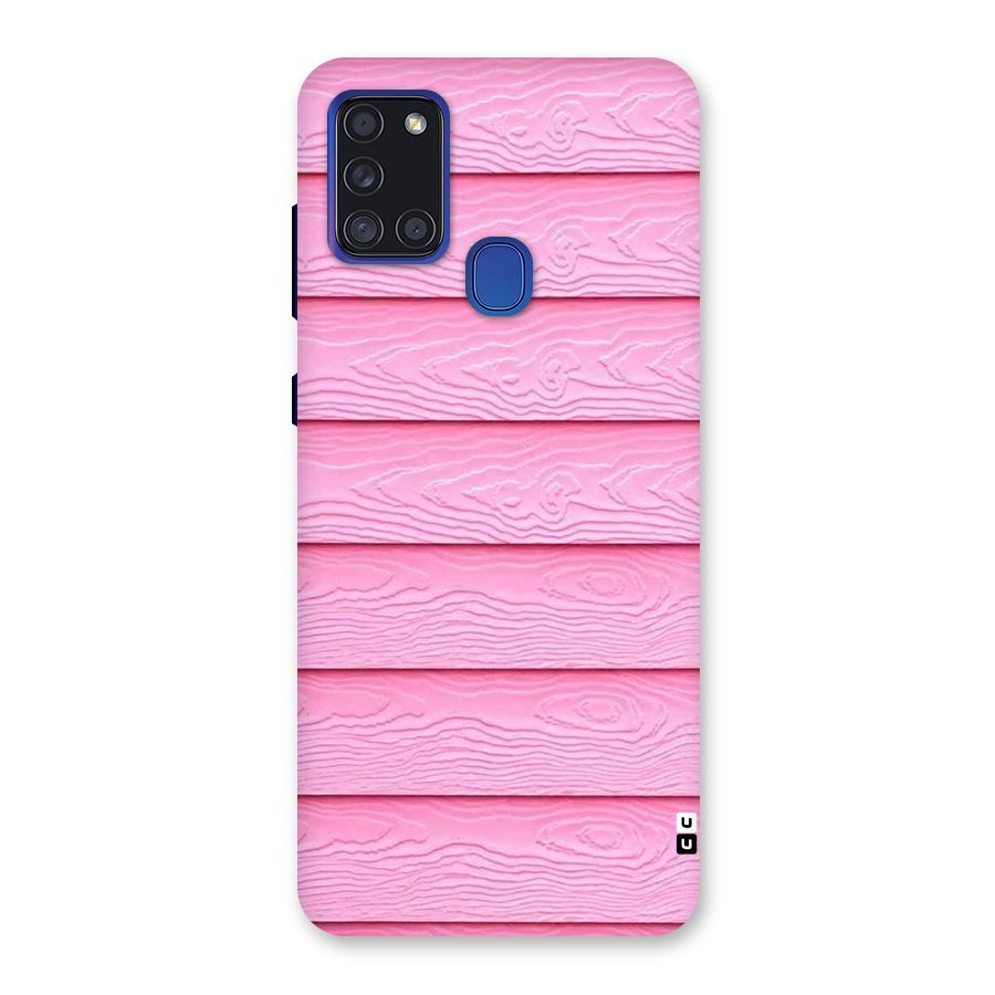 Pink Wood Back Case for Galaxy A21s