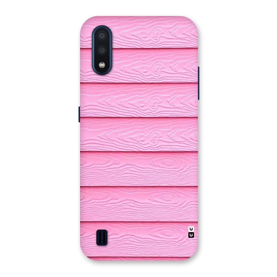 Pink Wood Back Case for Galaxy M01