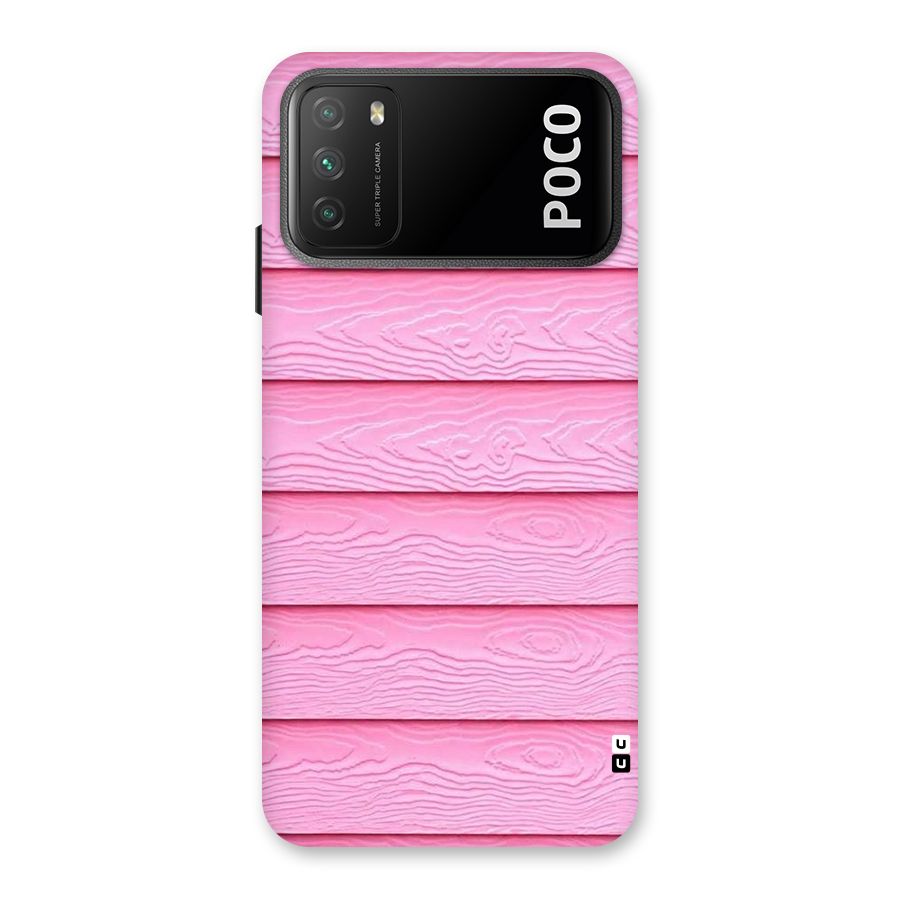 Pink Wood Back Case for Poco M3