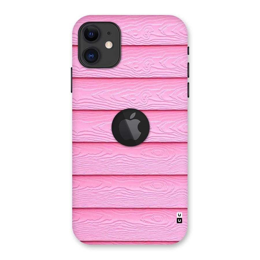 Pink Wood Back Case for iPhone 11 Logo Cut