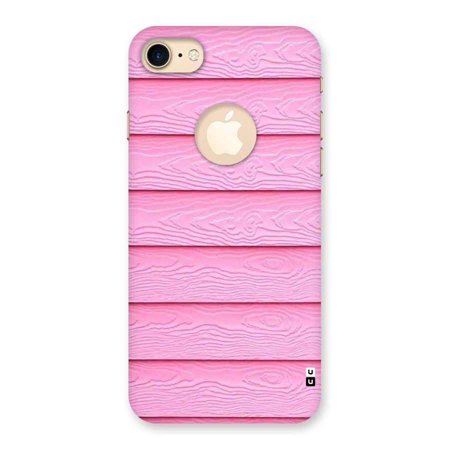Pink Wood Back Case for iPhone 7 Logo Cut