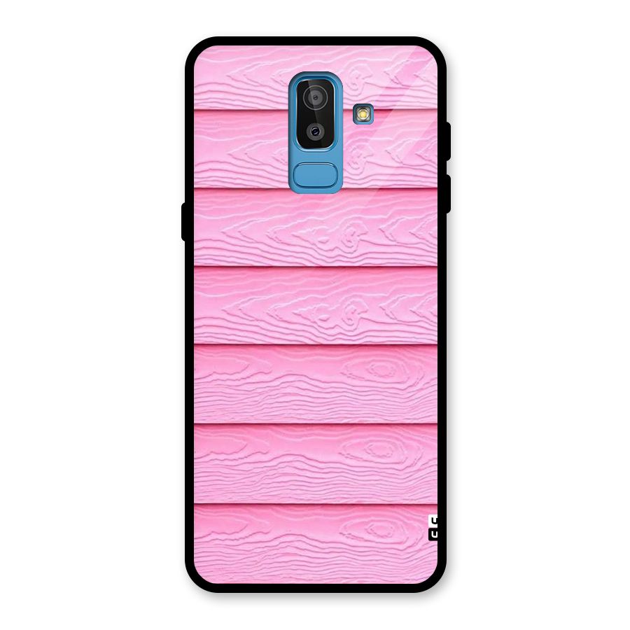 Pink Wood Glass Back Case for Galaxy J8