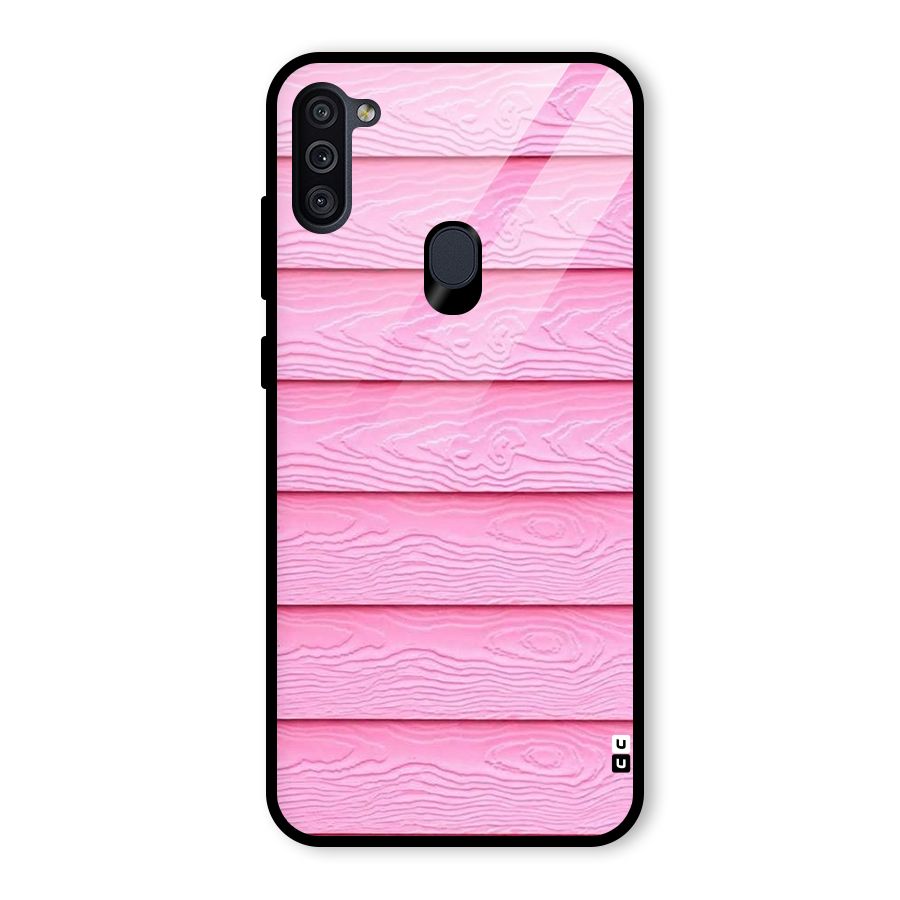 Pink Wood Glass Back Case for Galaxy M11