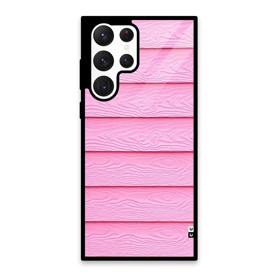 Pink Wood Glass Back Case for Galaxy S22 Ultra 5G