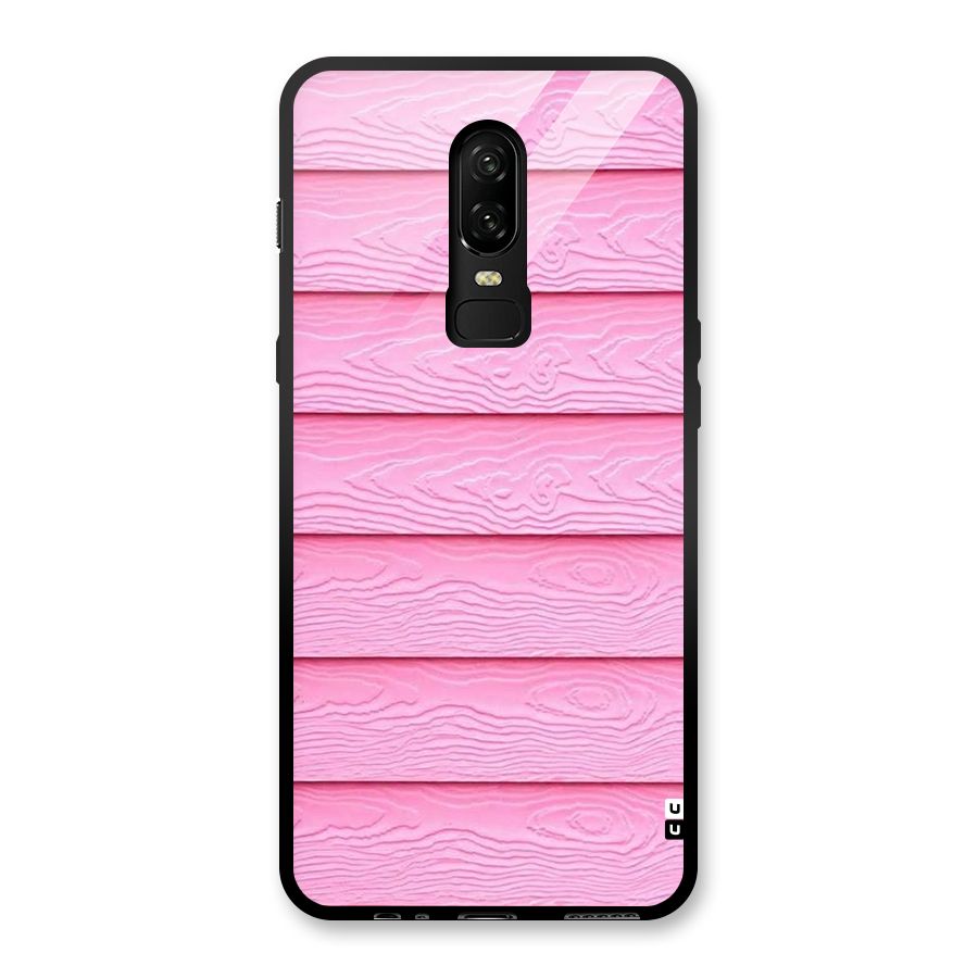 Pink Wood Glass Back Case for OnePlus 6