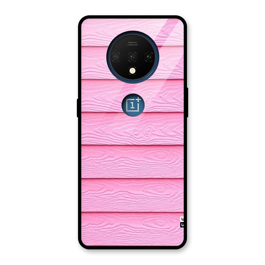 Pink Wood Glass Back Case for OnePlus 7T
