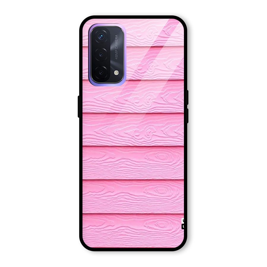 Pink Wood Glass Back Case for Oppo A74 5G