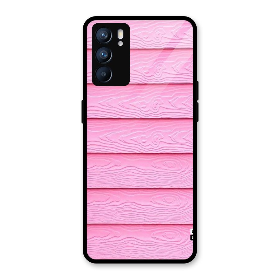 Pink Wood Glass Back Case for Oppo Reno6 5G