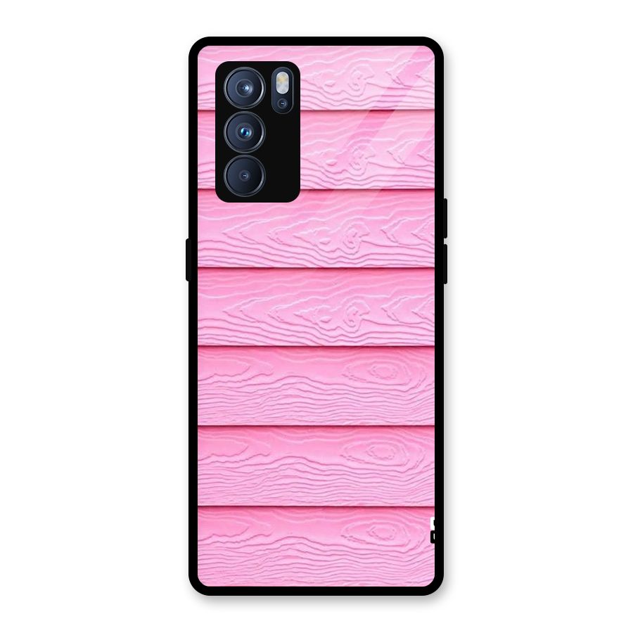 Pink Wood Glass Back Case for Oppo Reno6 Pro 5G