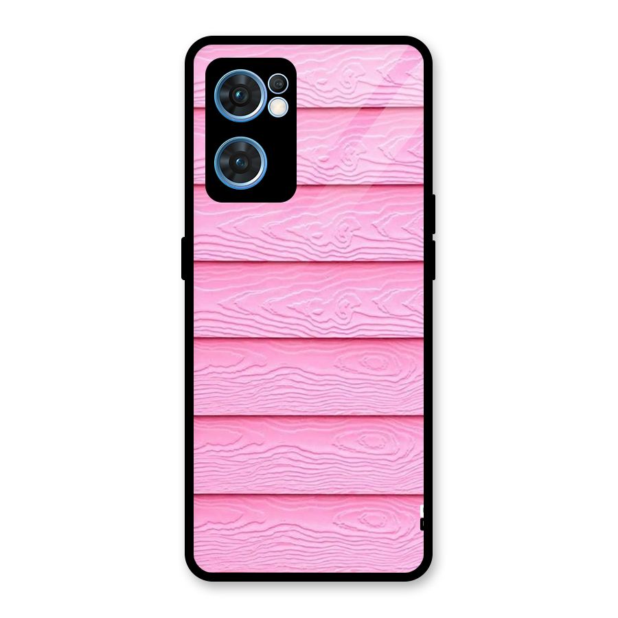 Pink Wood Glass Back Case for Oppo Reno7 5G