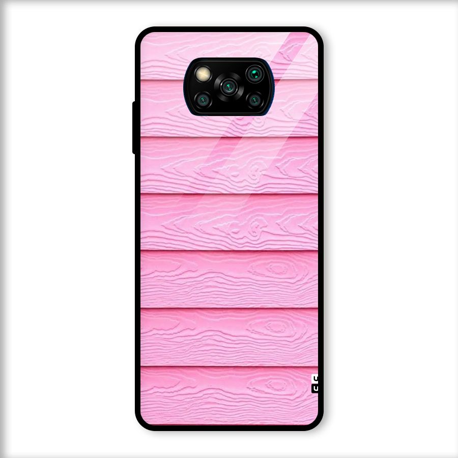 Pink Wood Glass Back Case for Poco X3