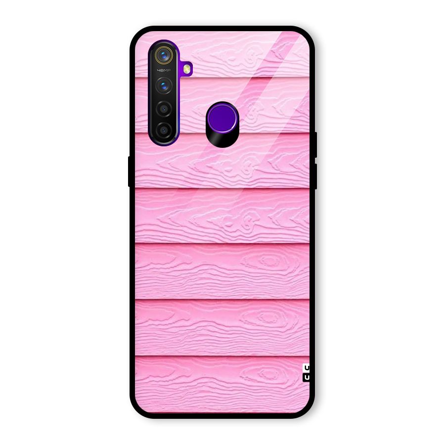 Pink Wood Glass Back Case for Realme 5 Pro