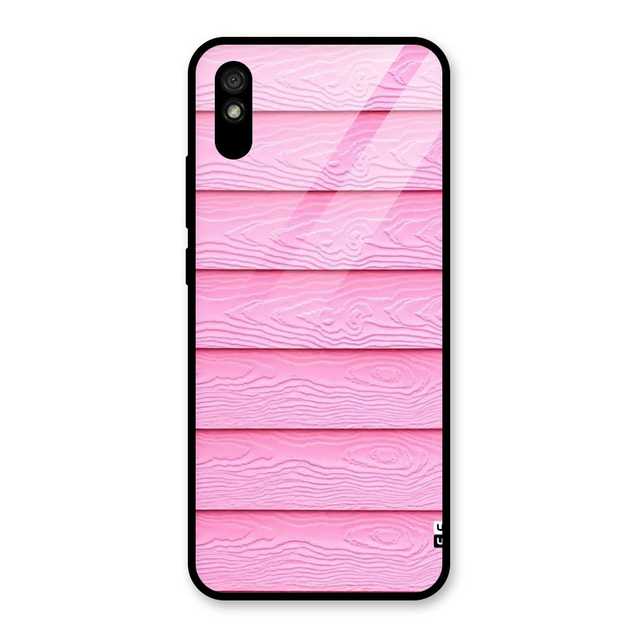 Pink Wood Glass Back Case for Redmi 9i