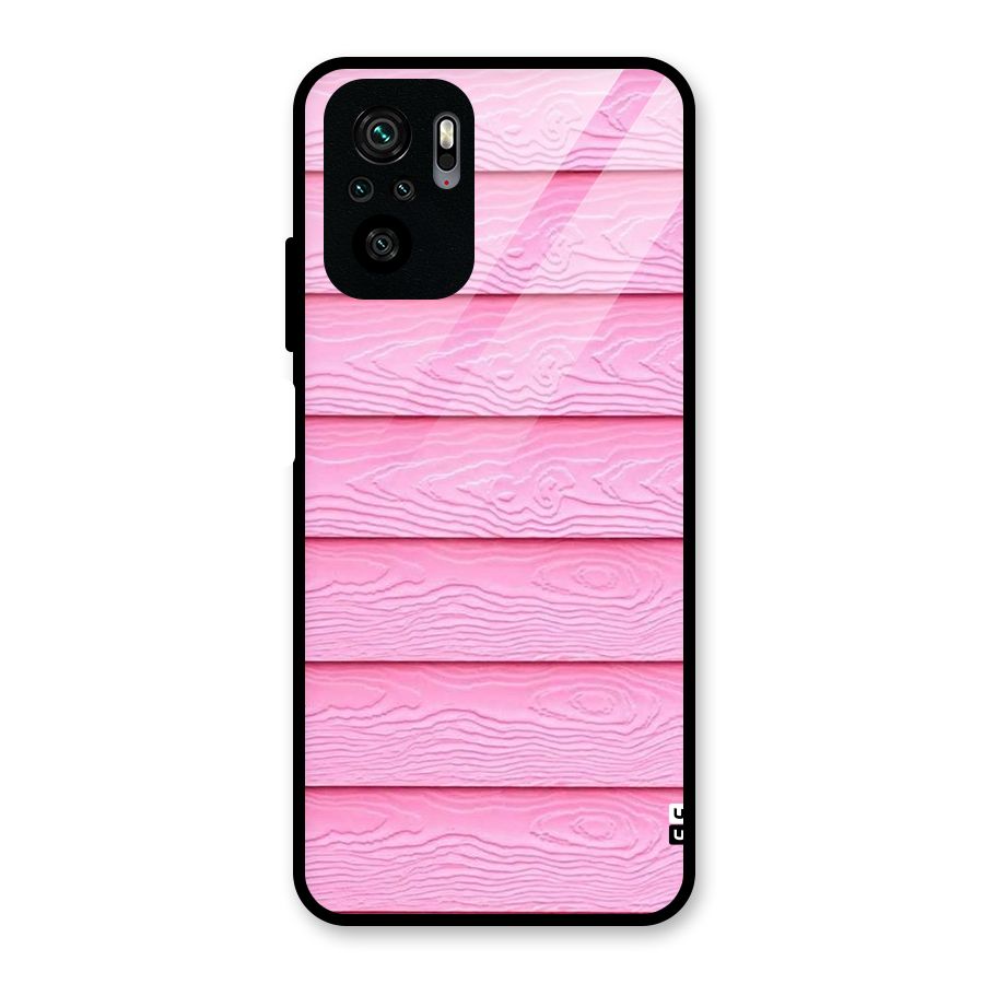 Pink Wood Glass Back Case for Redmi Note 10S