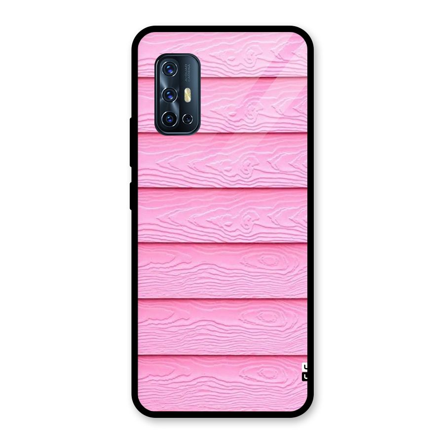 Pink Wood Glass Back Case for Vivo V17