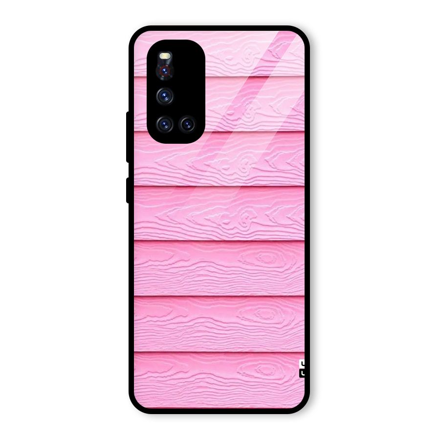 Pink Wood Glass Back Case for Vivo V19
