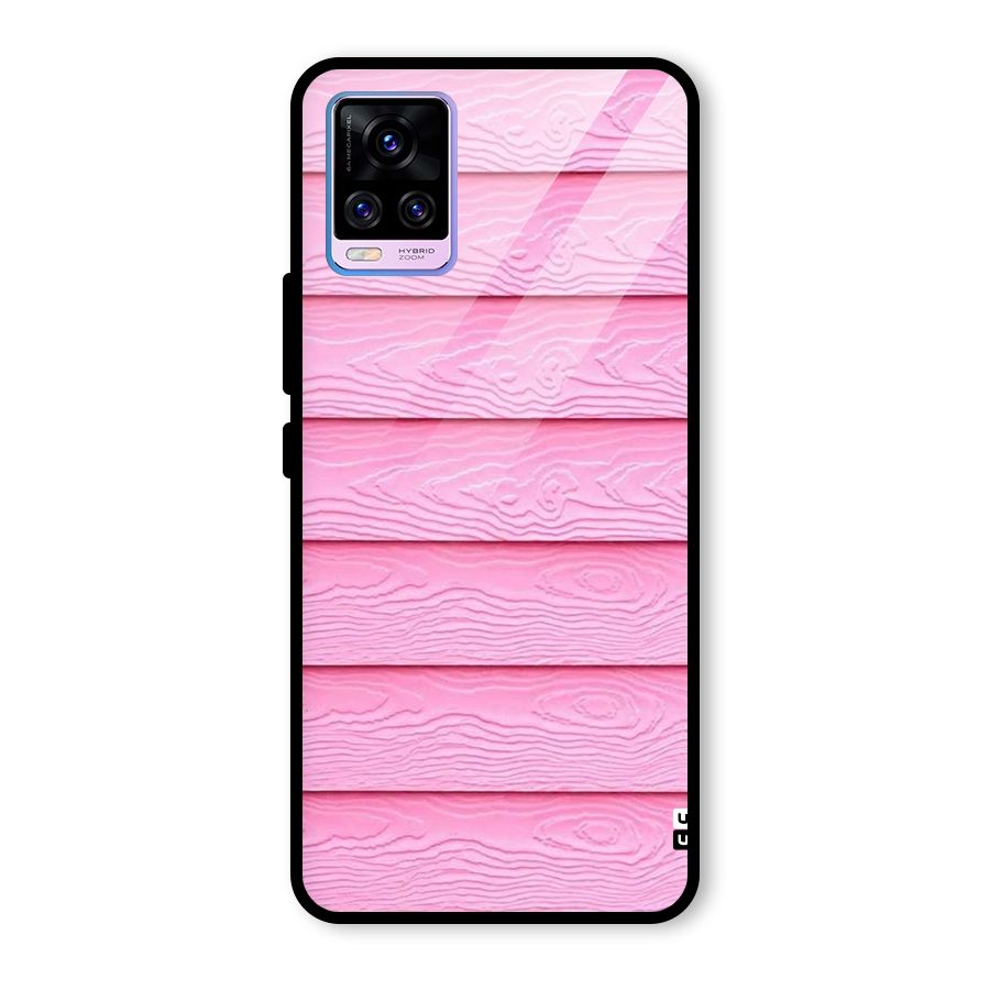 Pink Wood Glass Back Case for Vivo V20 Pro
