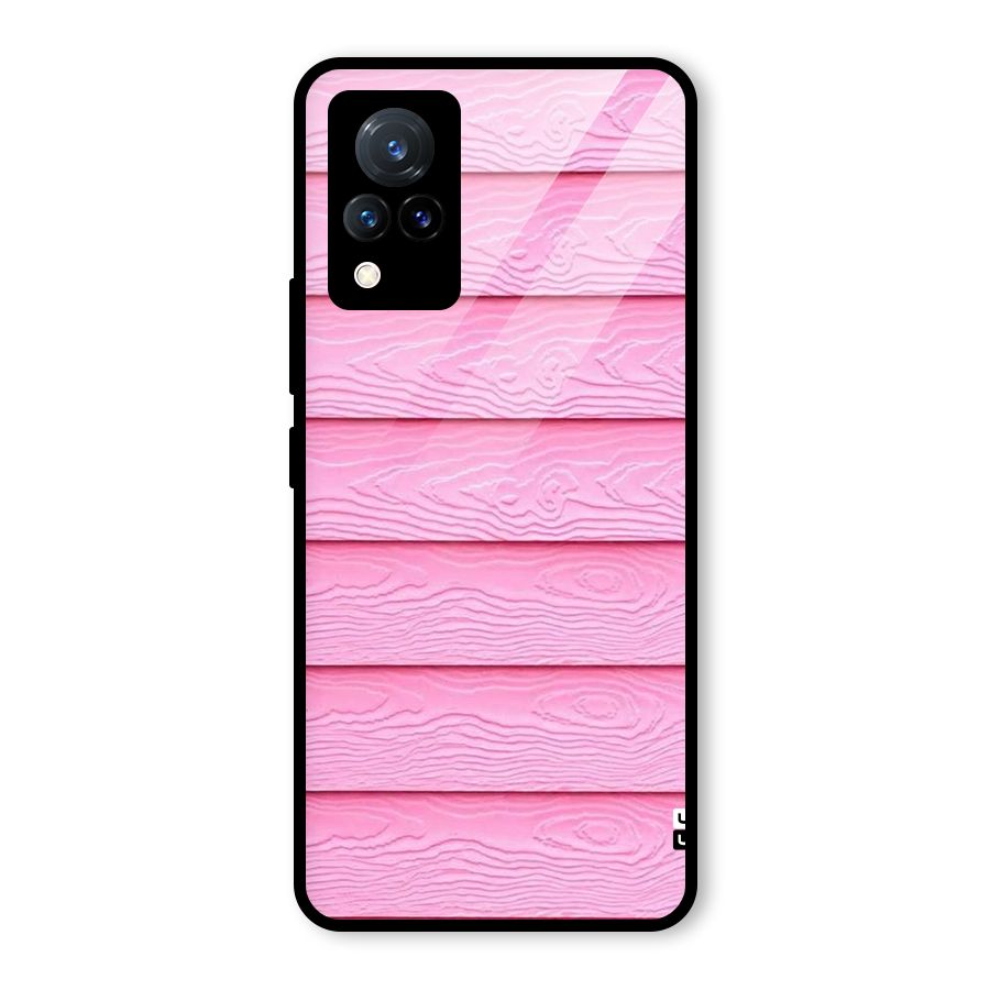 Pink Wood Glass Back Case for Vivo V21 5G